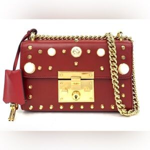 Gucci red Studded Chain Shoulder Bag